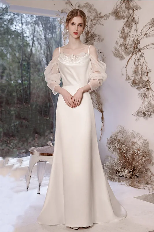 Closeout statement dressSheath-Column Sweep-Brush Train Satin Wedding Dress 842075307132 Closeout statement dressSheath-Column Sweep-Brush Train Satin Wedding Dress 842075307132