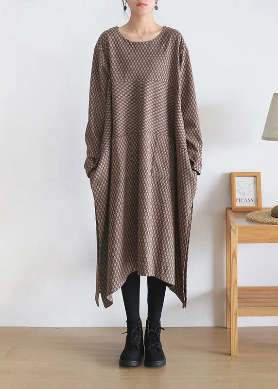Daily Specials sleeveless dressLoose Chocolate Colour O-Neck Print Side Open Knit Cotton Maxi Dress Long Sleeve Daily Specials sleeveless dressLoose Chocolate Colour O-Neck Print Side Open Knit Cotton Maxi Dress Long Sleeve