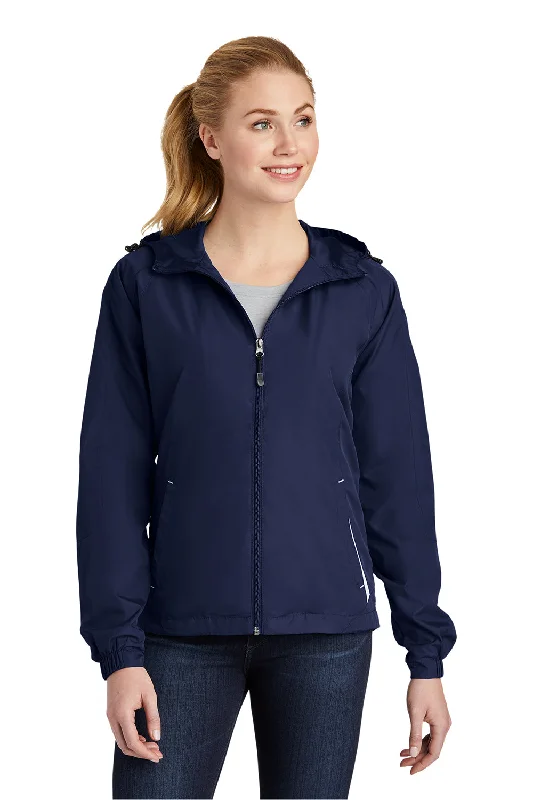 Price Buster long coatSport-Tek Womens Water Resistant Full Zip Hooded Jacket - True Navy Blue/White Price Buster long coatSport-Tek Womens Water Resistant Full Zip Hooded Jacket - True Navy Blue/White
