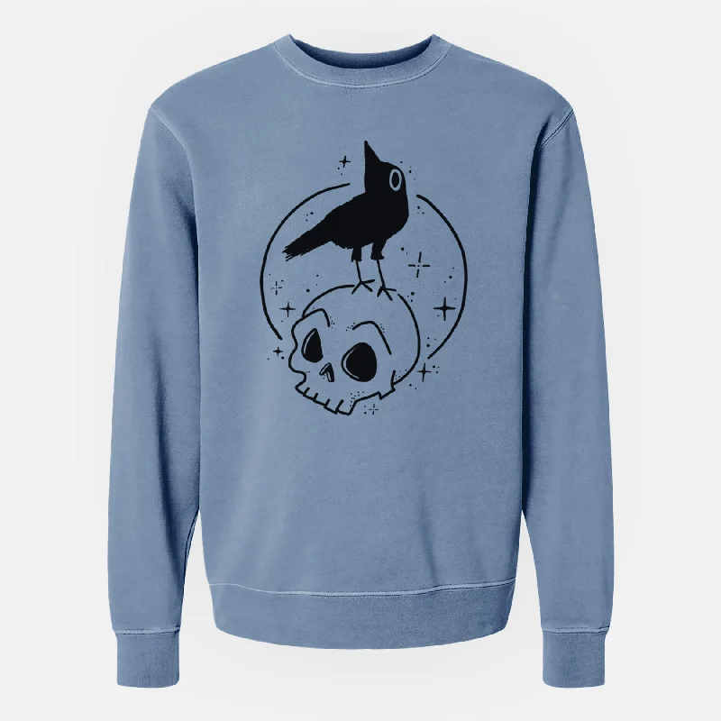 Referral Discount comfortable athletic sweatshirtSkull Raven - Unisex Pigment Dyed Crew Sweatshirt