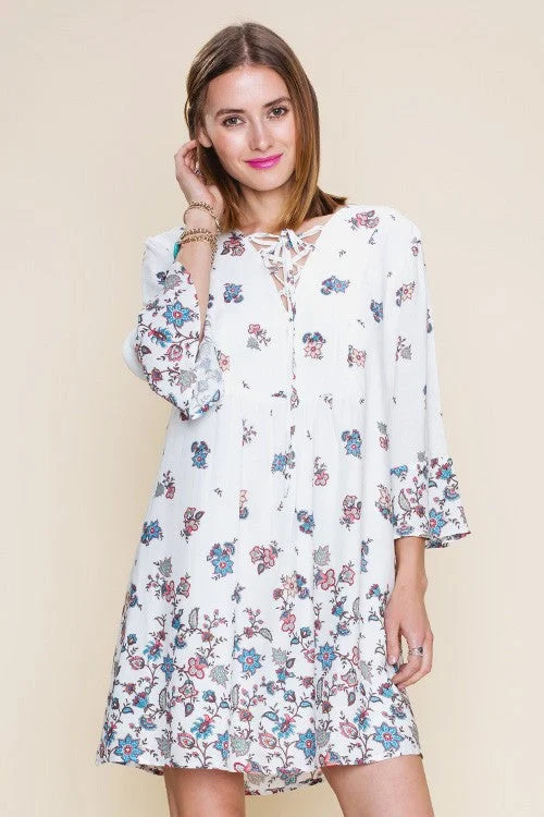 vintage dressFloral Print Strappy Design Dress