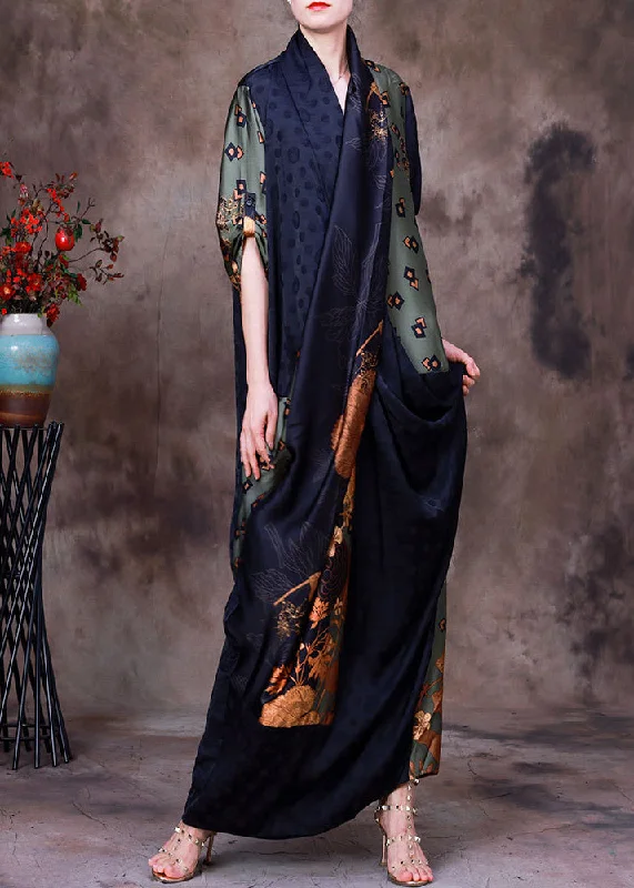 Amazing Deals summer dressVogue Green V Neck Patchwork Print Silk Dresses Long Sleeve Amazing Deals summer dressVogue Green V Neck Patchwork Print Silk Dresses Long Sleeve