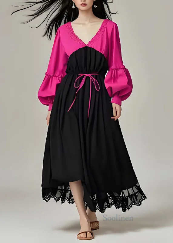 Loyalty Reward off-the-shoulder dressElegant Colorblock V Neck Patchwork Cotton Dress Lantern Sleeve Loyalty Reward off-the-shoulder dressElegant Colorblock V Neck Patchwork Cotton Dress Lantern Sleeve