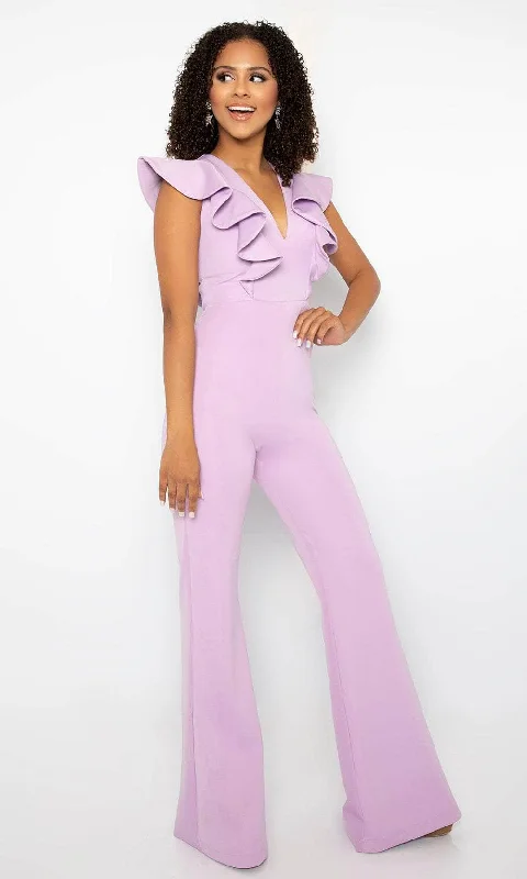 Deal of the Day Ava Presley 38553 - Ruffle Detailed V-Neck Jumpsuit