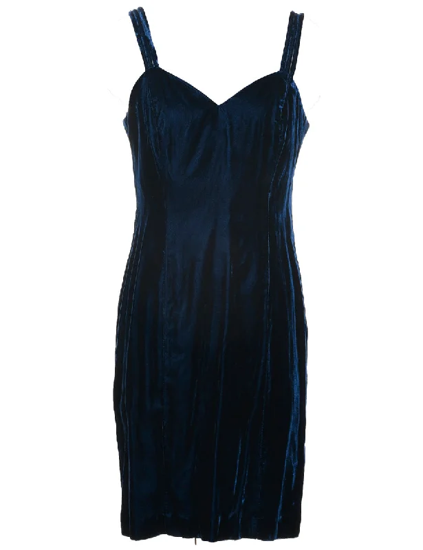 Final Clearance stylish raincoatVelvet Navy Evening Dress - M