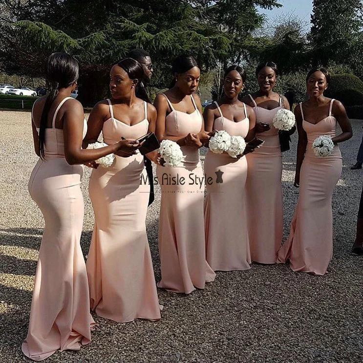 Weekend Flash Sale statement dressMermaid Spaghetti Straps Nude Bridesmaid Dress