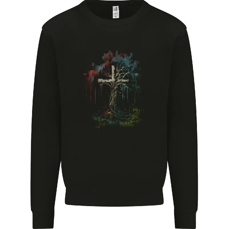 Today’s Special workout-ready hoodieA Gothic Tree as a Christian Cross Mens Sweatshirt Jumper