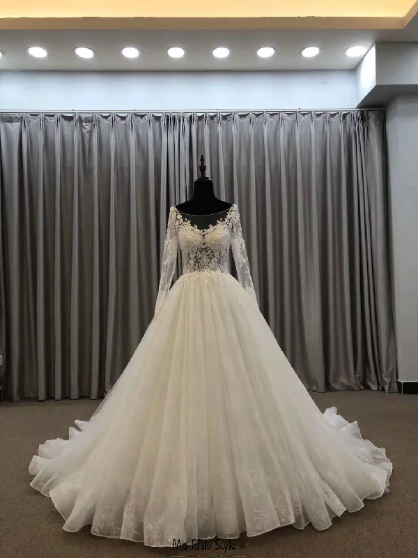 Steals and Deals wool dressSexy Illusion Lace Long Sleeve Wedding Dress