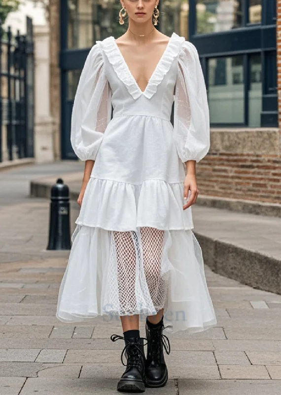 Friends and Family Sale tiered dressWomen White Ruffled Patchwork Cotton Long Dress Bracelet Sleeve Friends and Family Sale tiered dressWomen White Ruffled Patchwork Cotton Long Dress Bracelet Sleeve