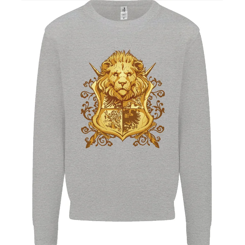 Super Sale stylish performance hoodieA Heraldic Lion Coat of Arms Shield Mens Sweatshirt Jumper