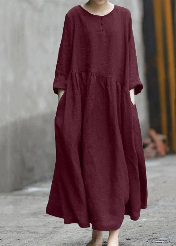 Today’s Special party-ready dressHandmade Red O Neck Wrinkled Patchwork Cotton Dress Spring Today’s Special party-ready dressHandmade Red O Neck Wrinkled Patchwork Cotton Dress Spring