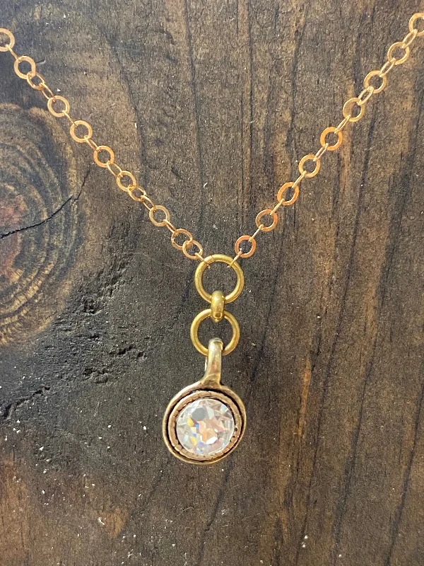 Rose gold Chain with gold crystal