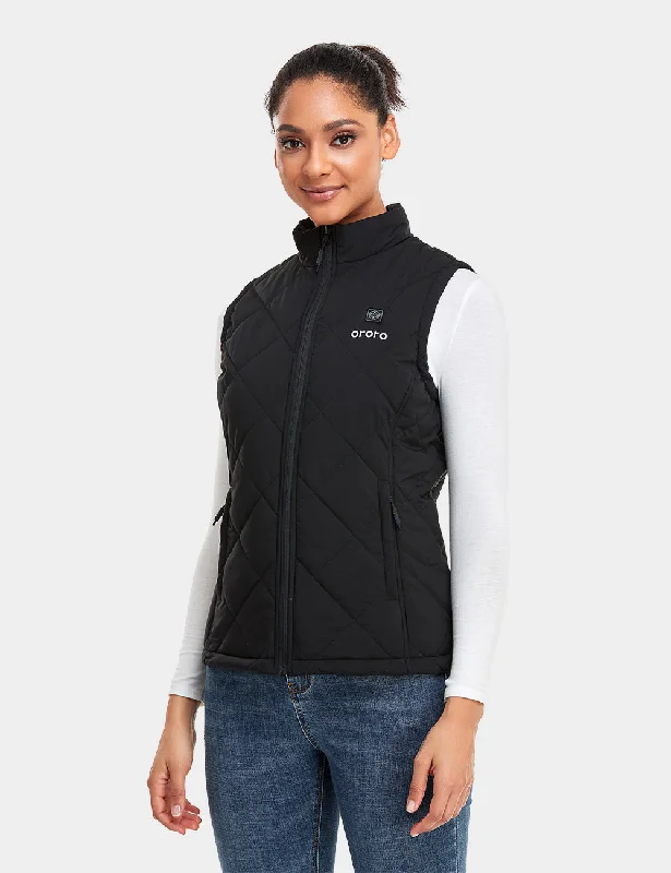 comfortable fleece hoodieWomen's Heated Quilted Vest - Black