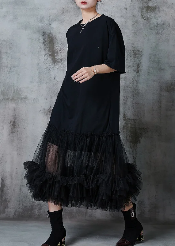 Closeout summer floral dressWomen Black Oversized Patchwork Cotton Party Dress Summer Closeout summer floral dressWomen Black Oversized Patchwork Cotton Party Dress Summer