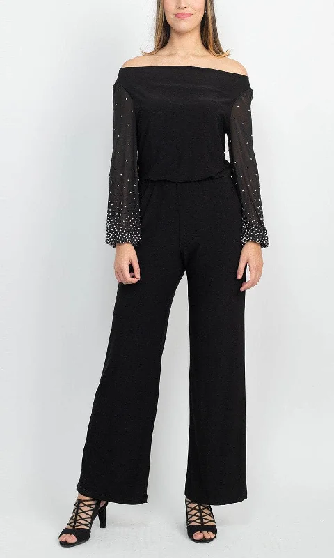 Fantastic Offers Marina 267261 - Off Shoulder Embellished Long Sleeve Jumpsuit