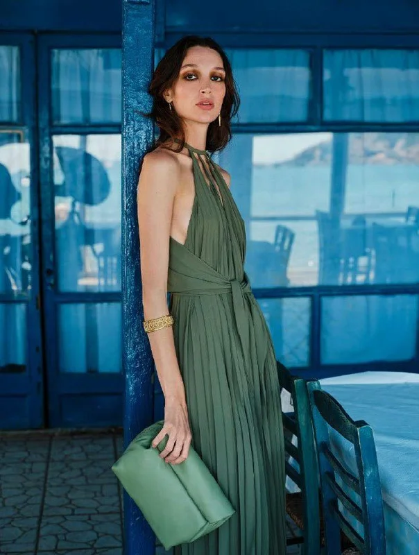 Don't Wait Attis Halter Jumpsuit Khaki