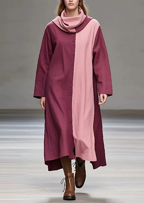 Mega Sale wrap dressCasual Colorblock Patchwork Low High Design Maxi Dresses Fall