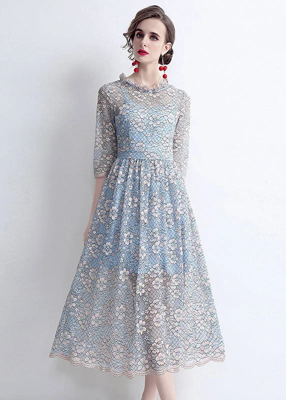 Savings Event fitted dressFrench Blue O-Neck Hollow Out Lace Cinch Dresses Half Sleeve Savings Event fitted dressFrench Blue O-Neck Hollow Out Lace Cinch Dresses Half Sleeve