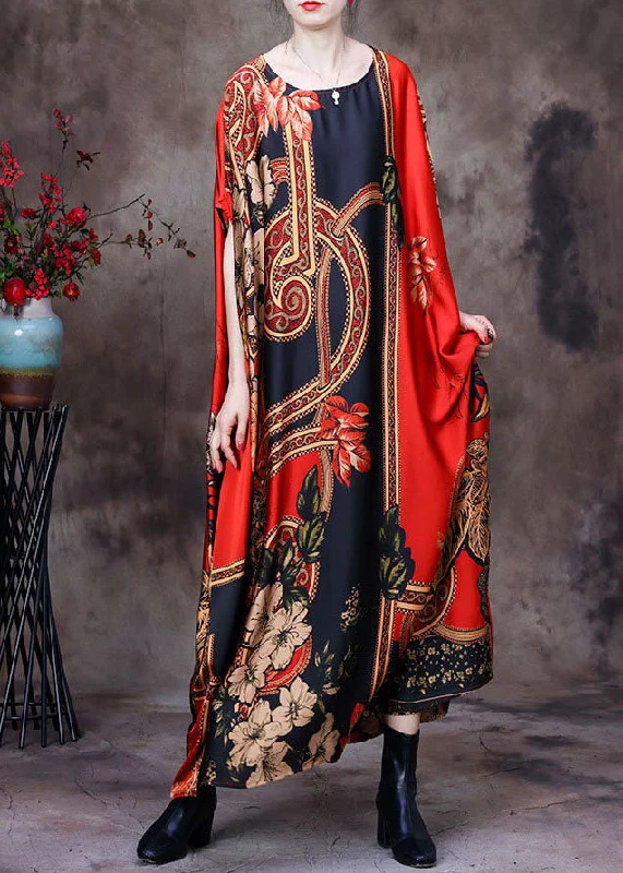 Overstock cocktail dressChic Red O-Neck Oversized Print Silk Long Dress Short Sleeve Overstock cocktail dressChic Red O-Neck Oversized Print Silk Long Dress Short Sleeve