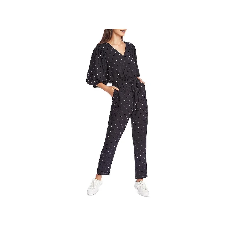 Limited Time Offer 1.STATE Women's Polka Dot Puff Sleeves Jumpsuit Blue