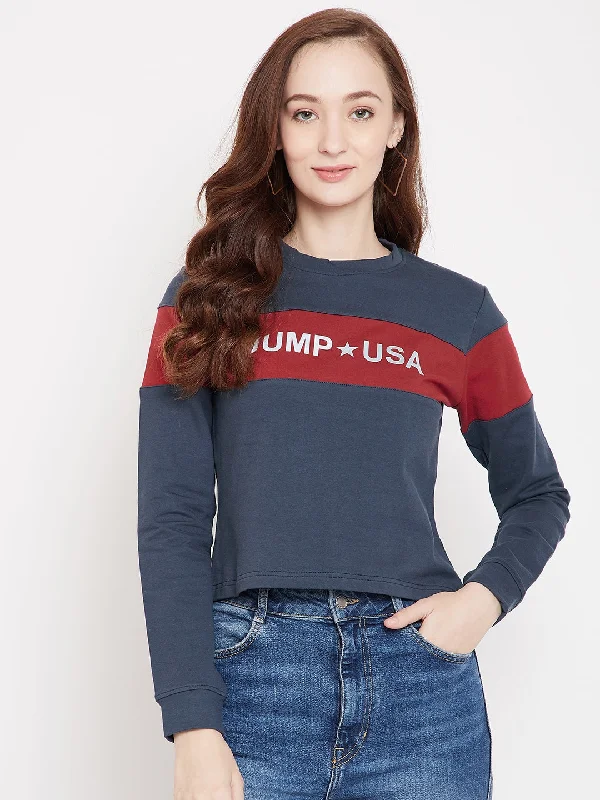 streetwear gym sweatshirtJUMP USA Women Navy Blue Sweatshirt