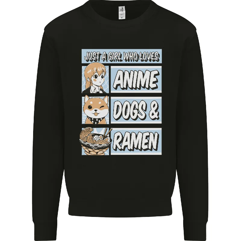 premium gym hoodieA Girl Who Loves Anime Dogs & Ramen Mens Sweatshirt Jumper