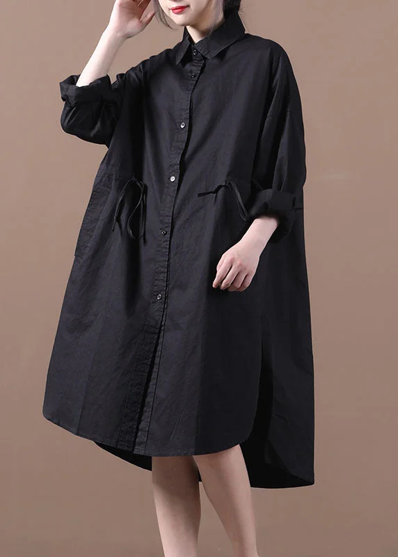 Last Chance sleeveless dressBlack Pockets Cotton Loose Shirt Dresses Solid Color Drawstring Long Sleeve Last Chance sleeveless dressBlack Pockets Cotton Loose Shirt Dresses Solid Color Drawstring Long Sleeve