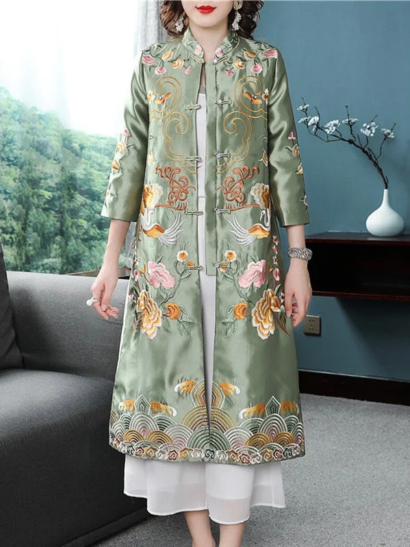 playful dressBirds Embroidered Qipao Dress