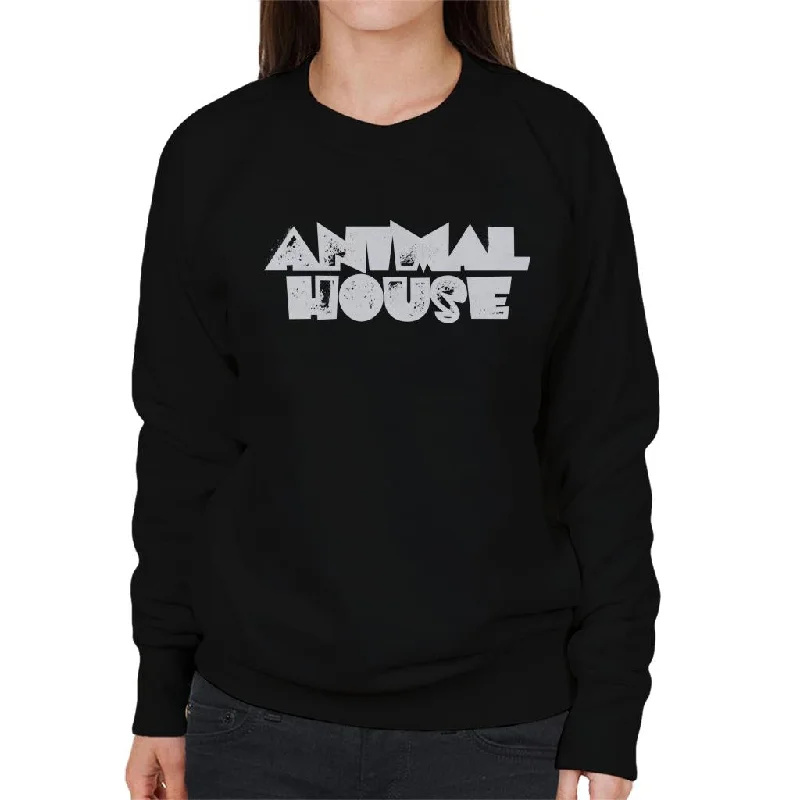 Inventory Reduction loose fit sports sweatshirtAnimal House White Logo Women's Sweatshirt