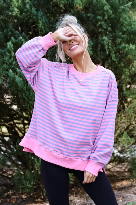 cool activewear hoodieIdeal Crush Pink Striped Pullover