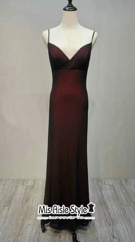 Value Deals elegant maxi dressSimple Spaghetti Straps Black and Burgundy Party Dress