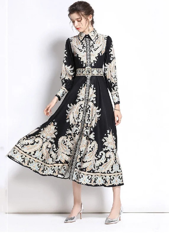 Don't Wait flowy maxi dressItalian Black Peter Pan Collar Print Silk Shirt Dresses Fall Don't Wait flowy maxi dressItalian Black Peter Pan Collar Print Silk Shirt Dresses Fall