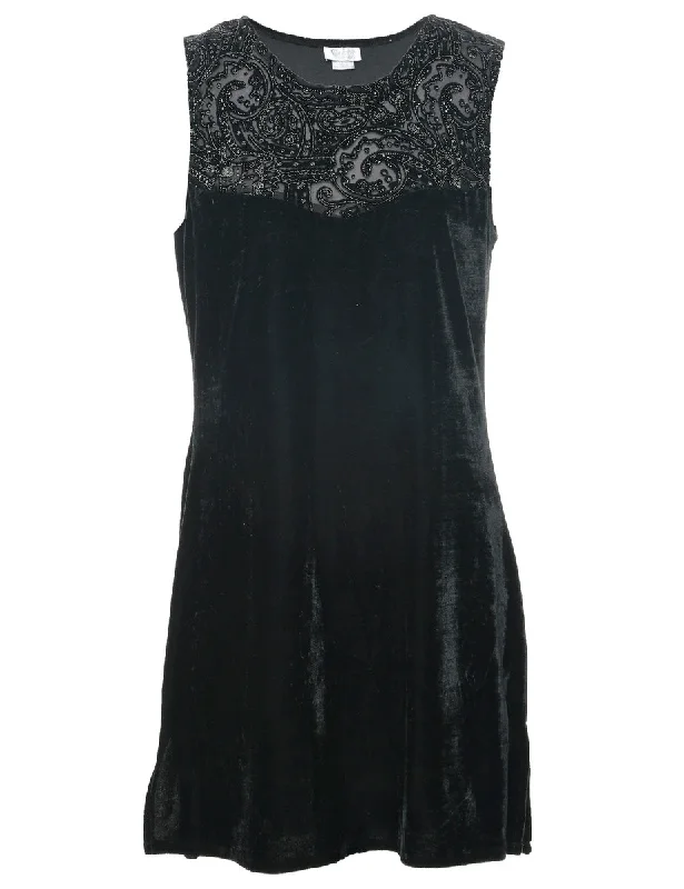 Limited Time retro coatVelvet Black Evening Dress - M