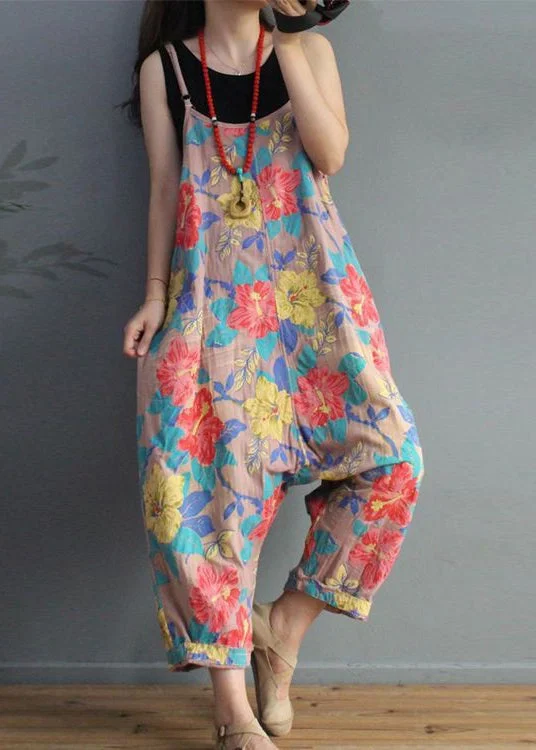 Mega Deal Pink Pockets Cotton Jumpsuit High Waist Summer MN045