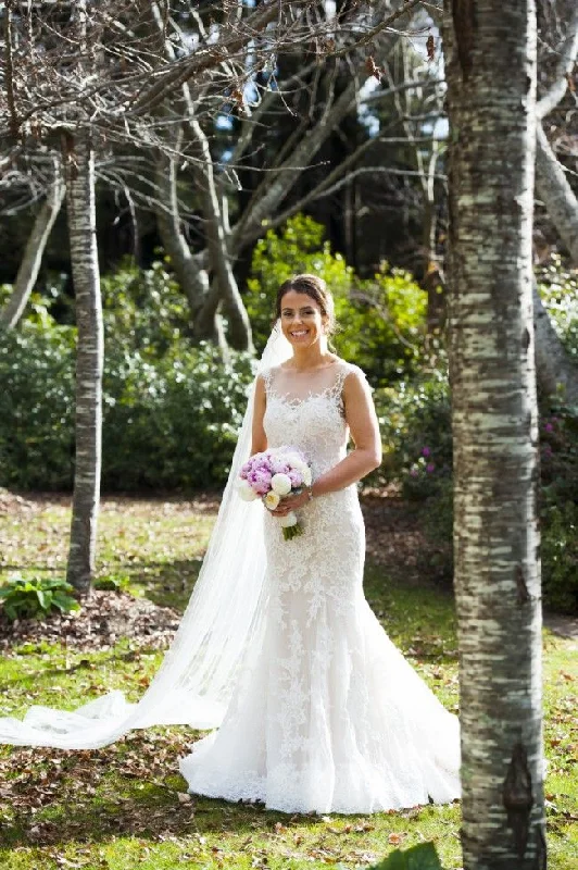 New Markdowns vintage-inspired dressMermaid Open Back Illusion Lace Wedding Dress