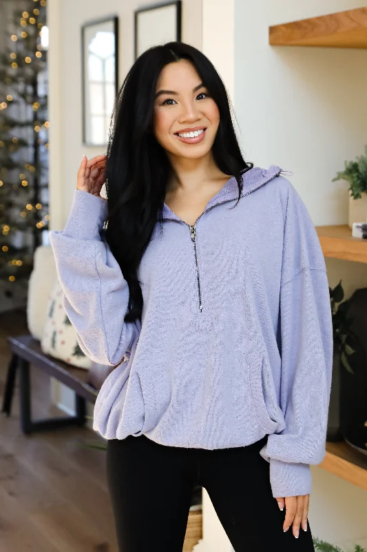 oversized gym sweatshirtLaidback Days Periwinkle Soft Knit Hooded Pullover