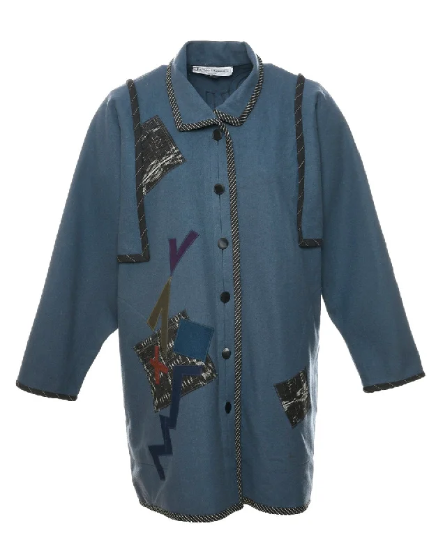 Online Only modern coatPatchwork Wool Coat - XL