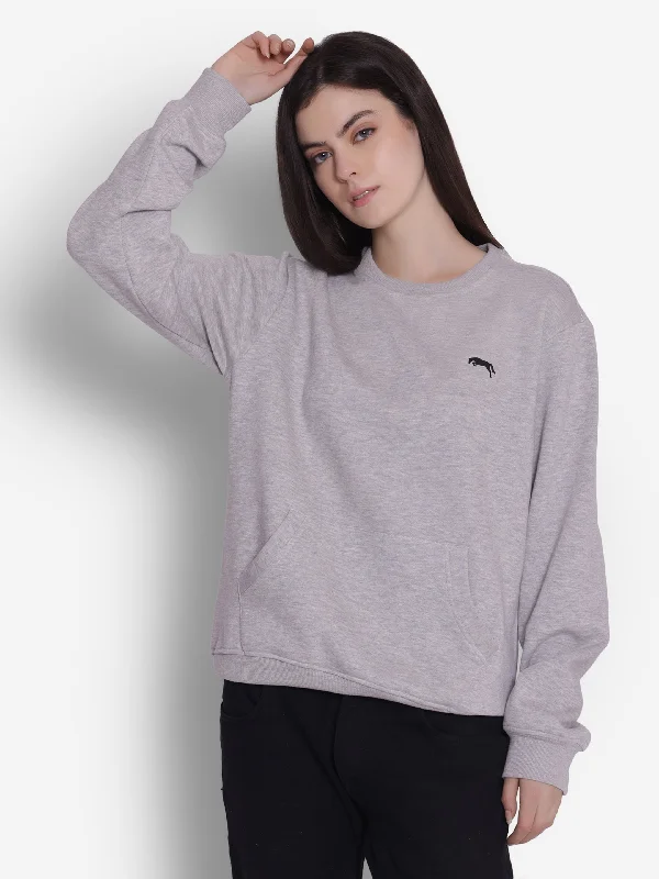 athletic casual sweatshirtJUMP USA Women Solid Grey Pullover Sweatshirt