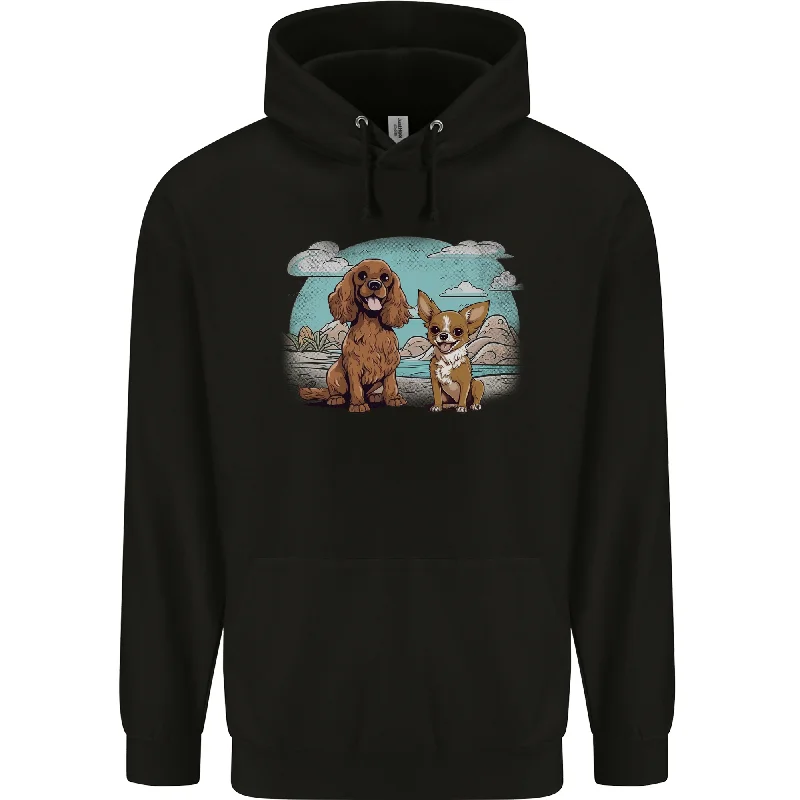 soft sports hoodieA Chihuahua & Cocker Spaniel Dogs Mens 80% Cotton Hoodie