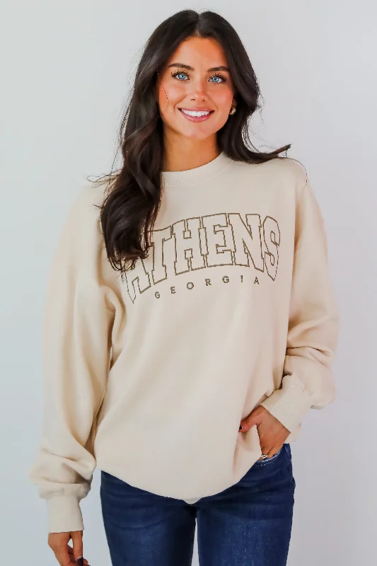 Markdowns breathable workout hoodieCream Athens Georgia Sweatshirt