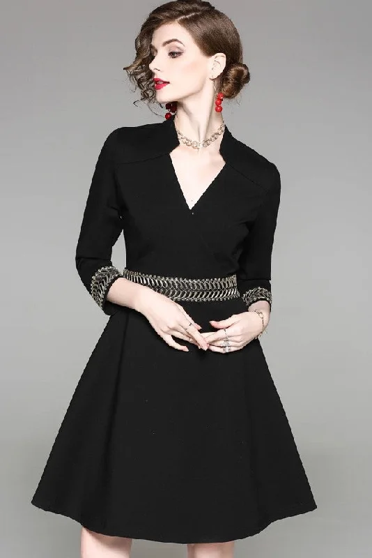 long sleeve dressBlack Dress W/ Gold Embroidery