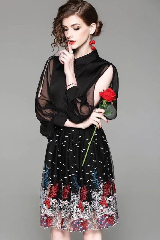 stylish party dressSlit Sleeve Embroidered Dress