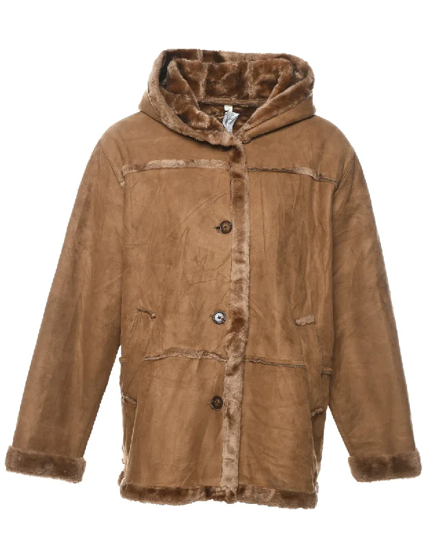 Price Drop sleek trench coatHooded Faux Shearling Jacket - XL