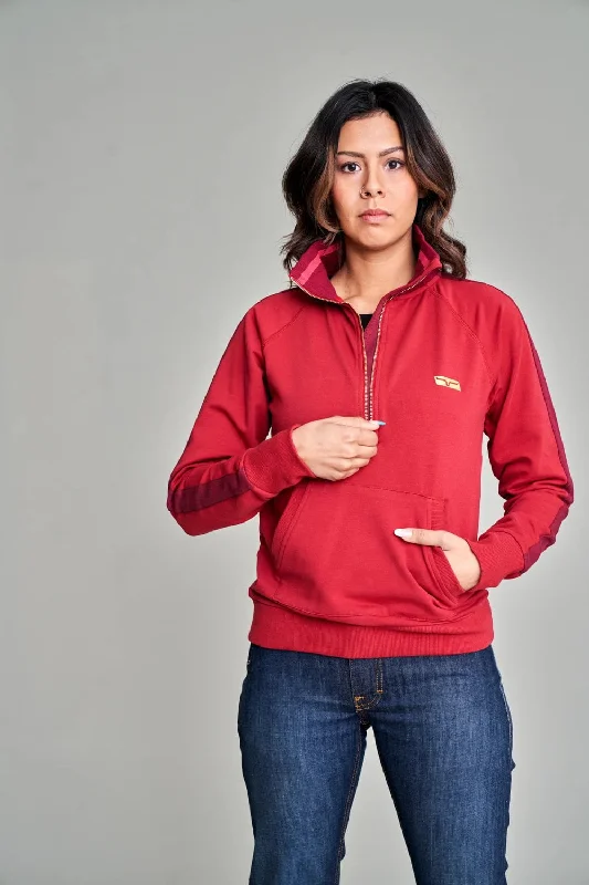 casual sports coatKimes Ranch Womens Maricopa Half Muted Red Cotton Blend Hoodie