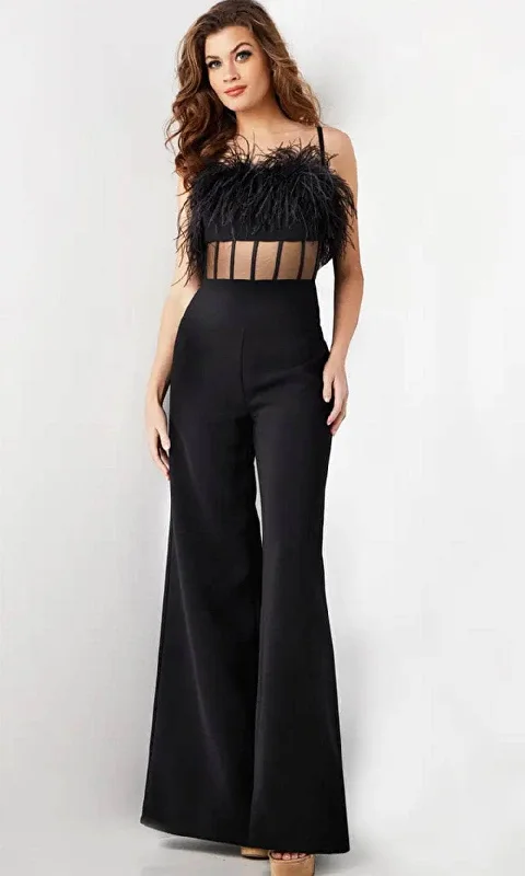 Unmissable Offer Jovani 24144 - Sleeveless Feather Detailed Jumpsuit