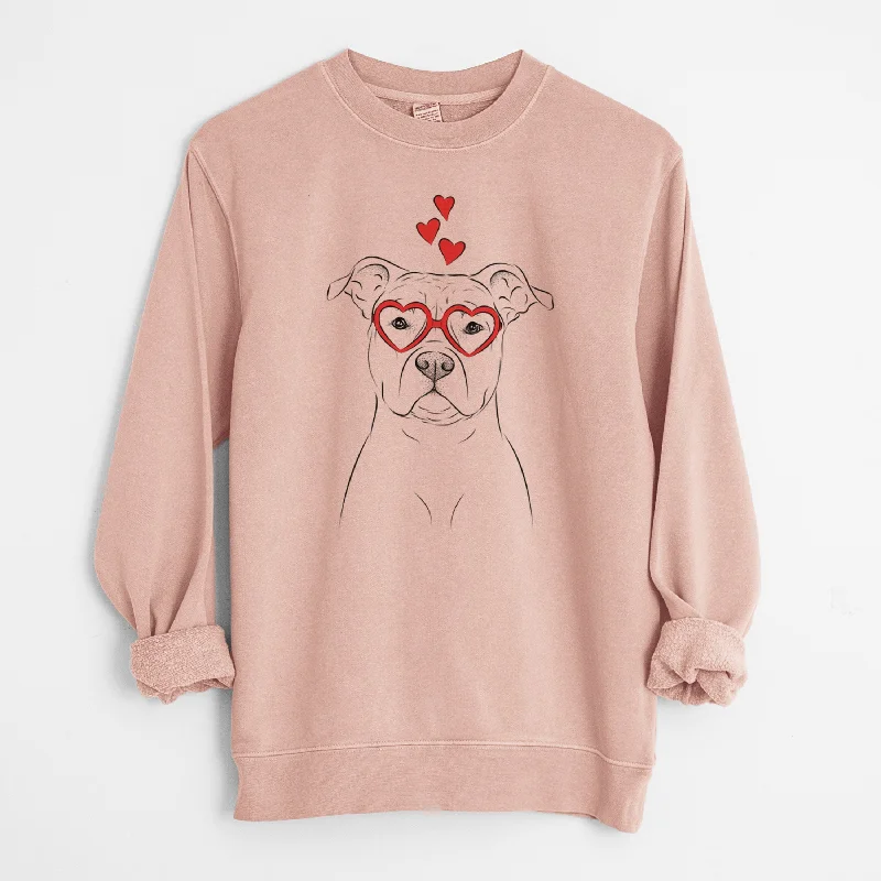 Weekend Deal loose fit sports sweatshirtValentine Jethro the American Staffordshire Terrier - Unisex Pigment Dyed Crew Sweatshirt
