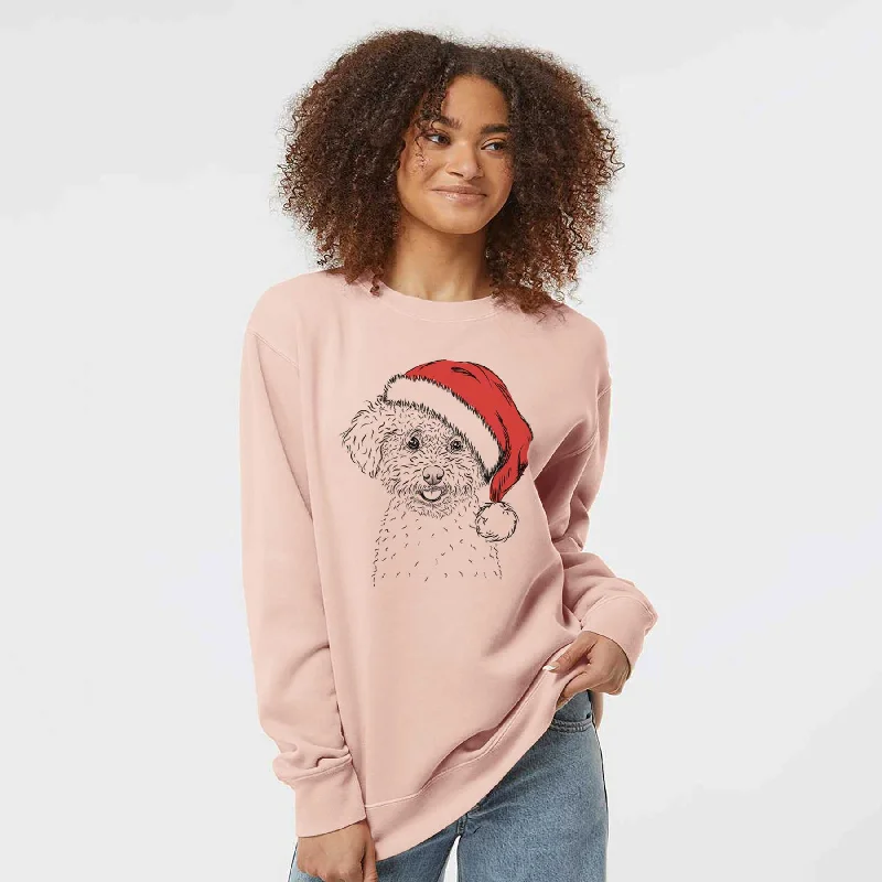 Value Deals luxe gym hoodieSanta Mickey the Bichon Frise - Unisex Pigment Dyed Crew Sweatshirt