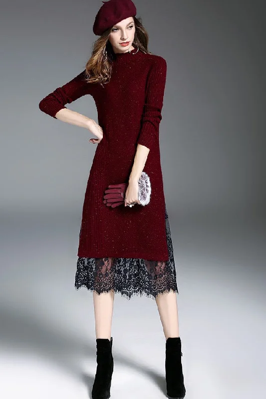 trendy bodycon dressSweater Dress W/ Lace Hem