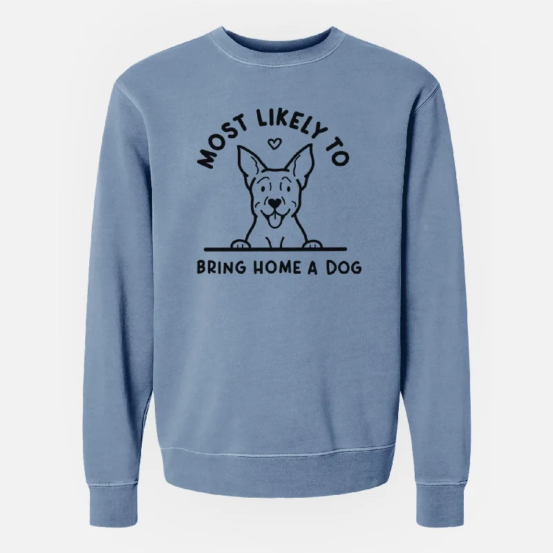 Sale Event bold workout sweatshirtMost Likely to Bring Home a Dog - Carolina Dog - Unisex Pigment Dyed Crew Sweatshirt