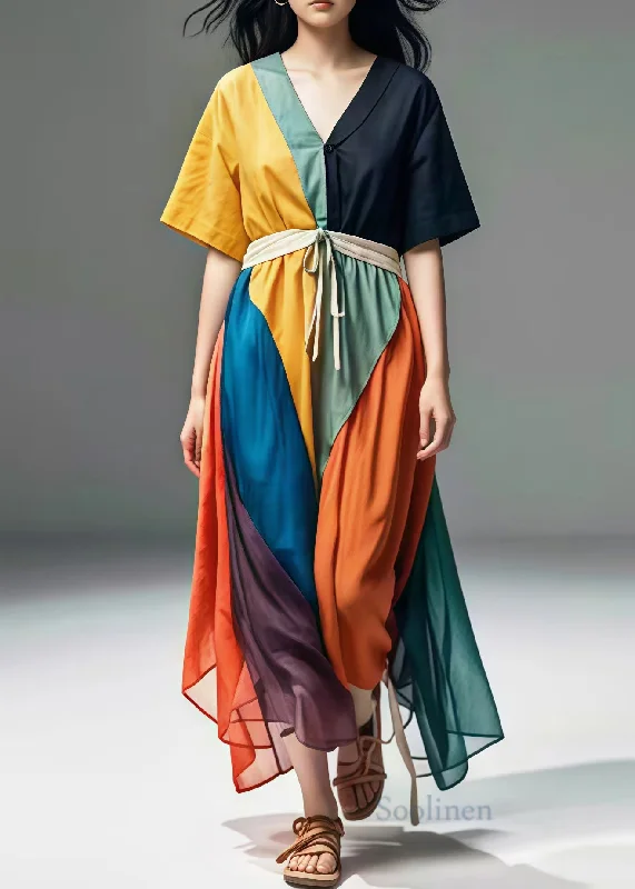 Extra Savings casual dressCasual Colorblock V Neck Patchwork Cotton Maxi Dresses Summer Extra Savings casual dressCasual Colorblock V Neck Patchwork Cotton Maxi Dresses Summer
